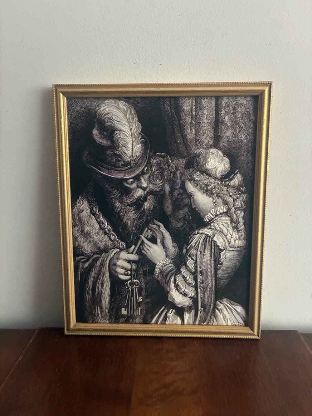 Bluebeard Illustration Gustave Dore 11x13 Gold Framed Print Fairytale Wall Art